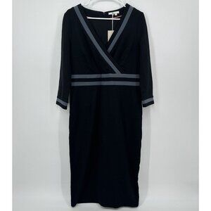 BODEN Nellie Black & Gray Ponte Knit 3/4 Sleeve Sheath Dress Women Size 10 R